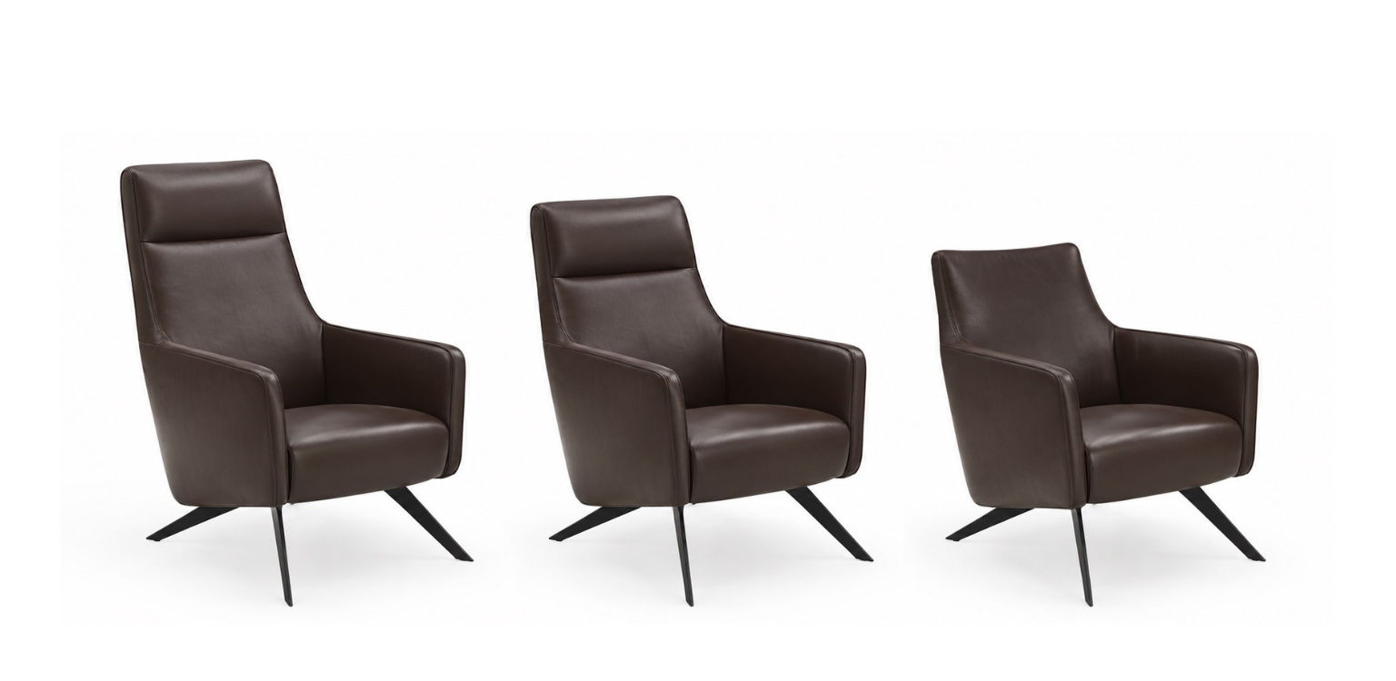 Bijzetfauteuil Equipe leder hoogtes rug